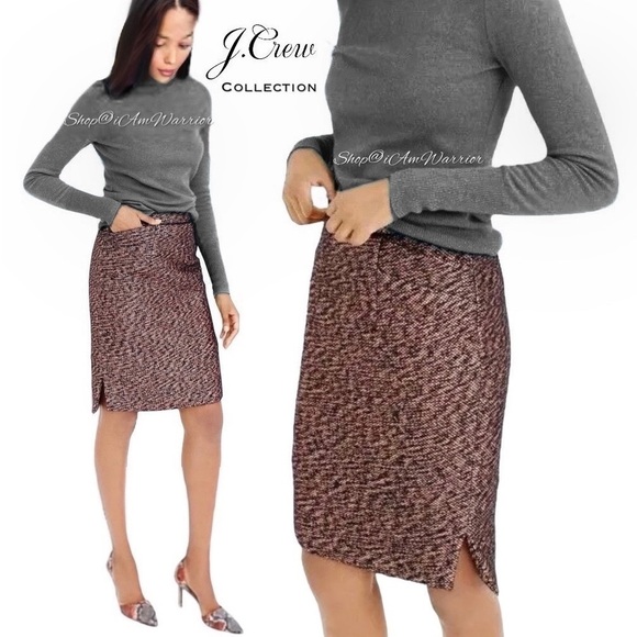 J. Crew Dresses & Skirts - J.Crew Collection shimmer rosegold tweed pencil skirt *shop@iamwarrior